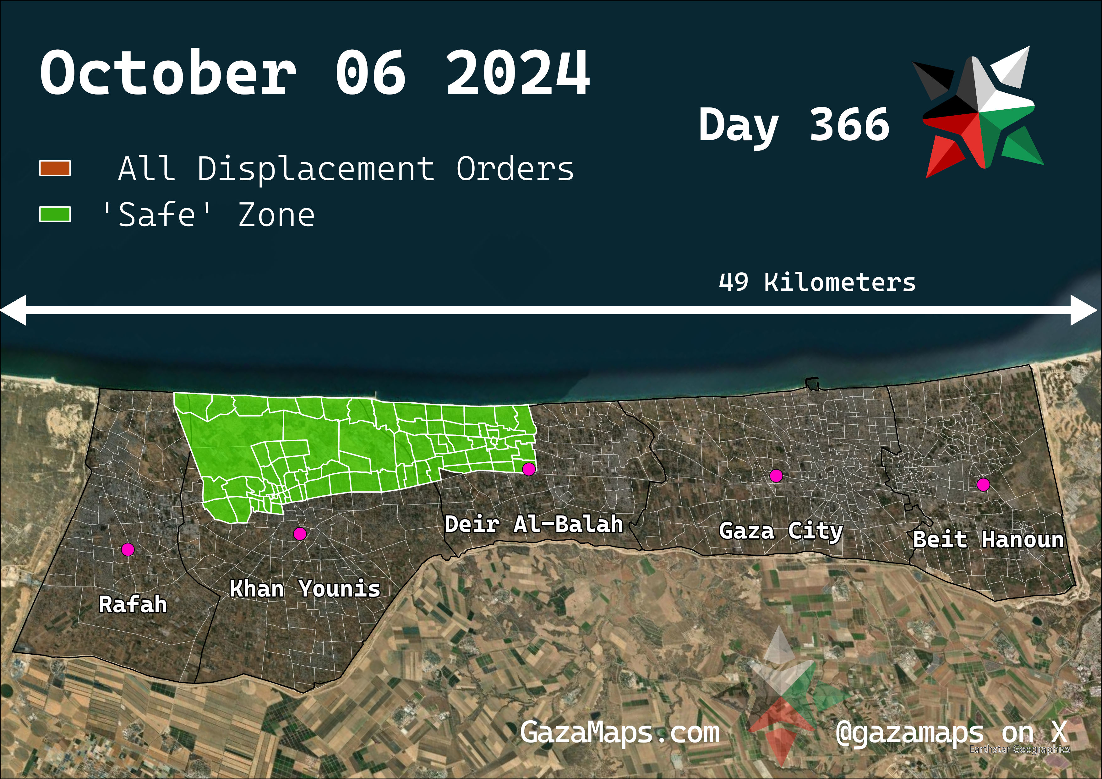 GazaMaps original map, based on IDF displacement order from 06 October 2024