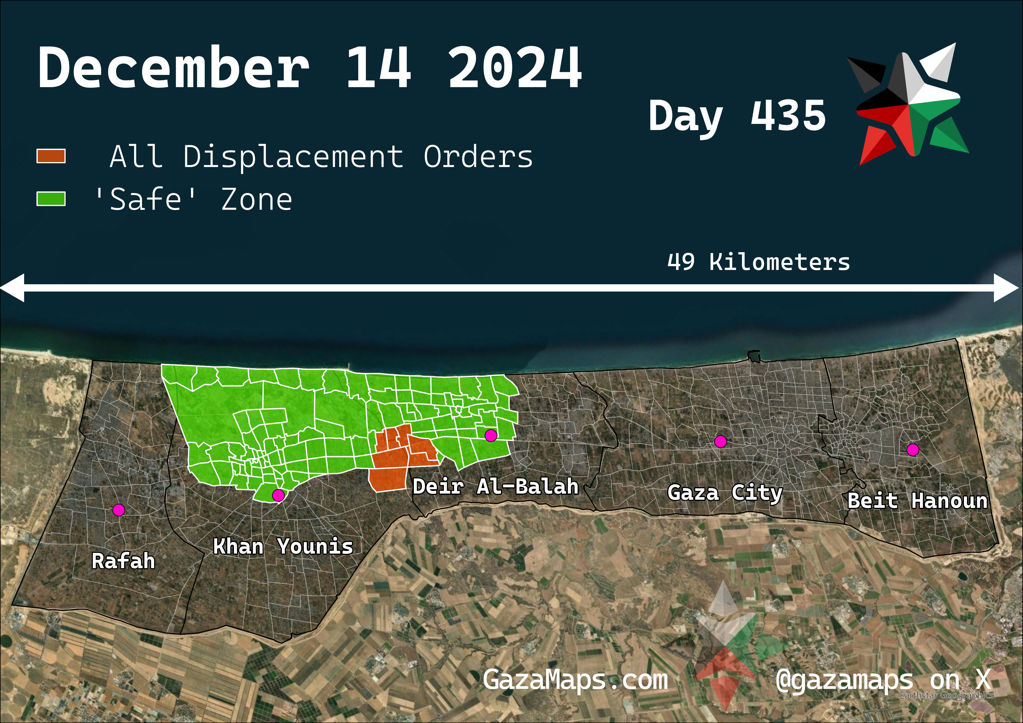 GazaMaps original map, based on IDF displacement order from 14 December 2024