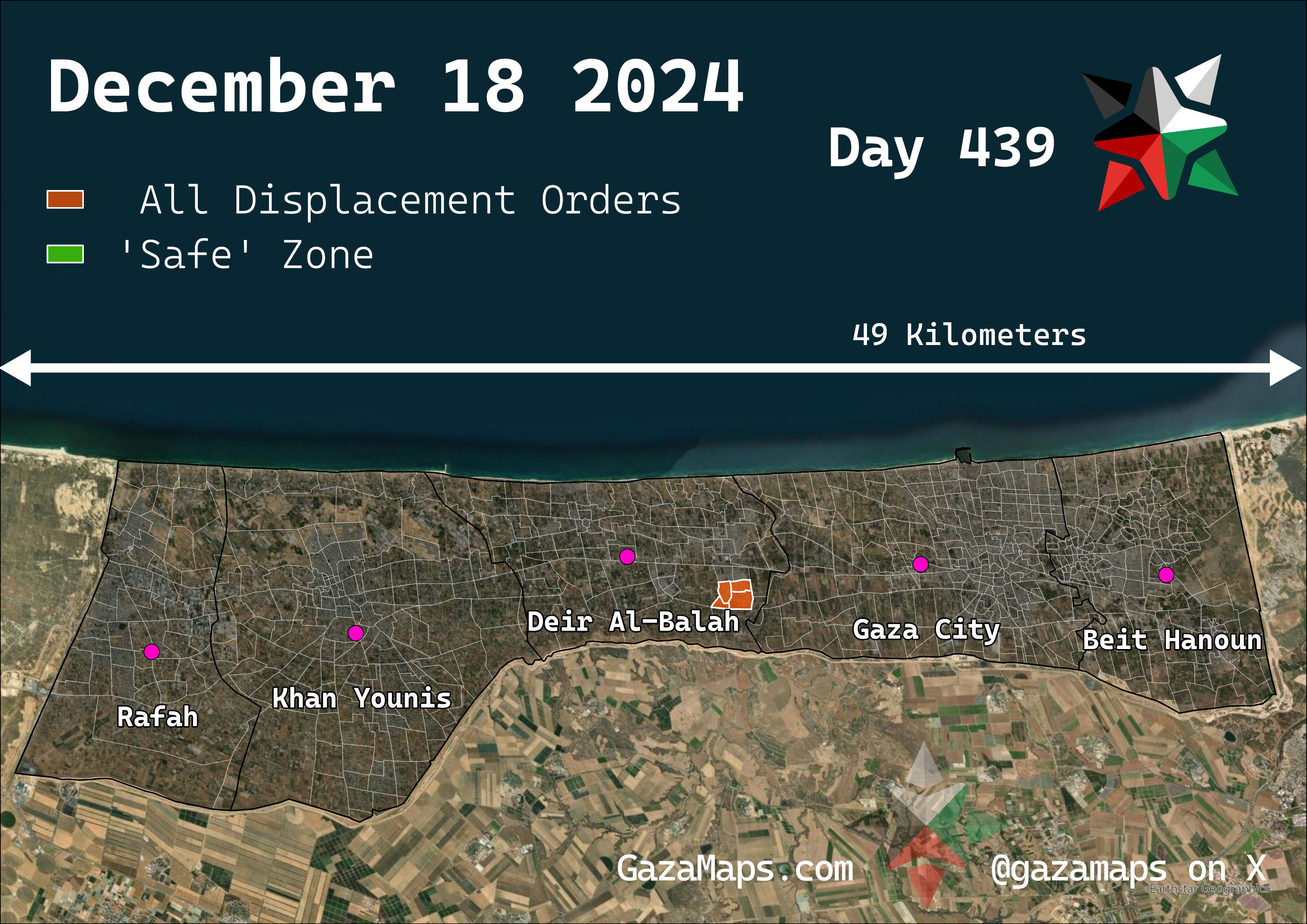 GazaMaps original map, based on IDF displacement order from 18 December 2024