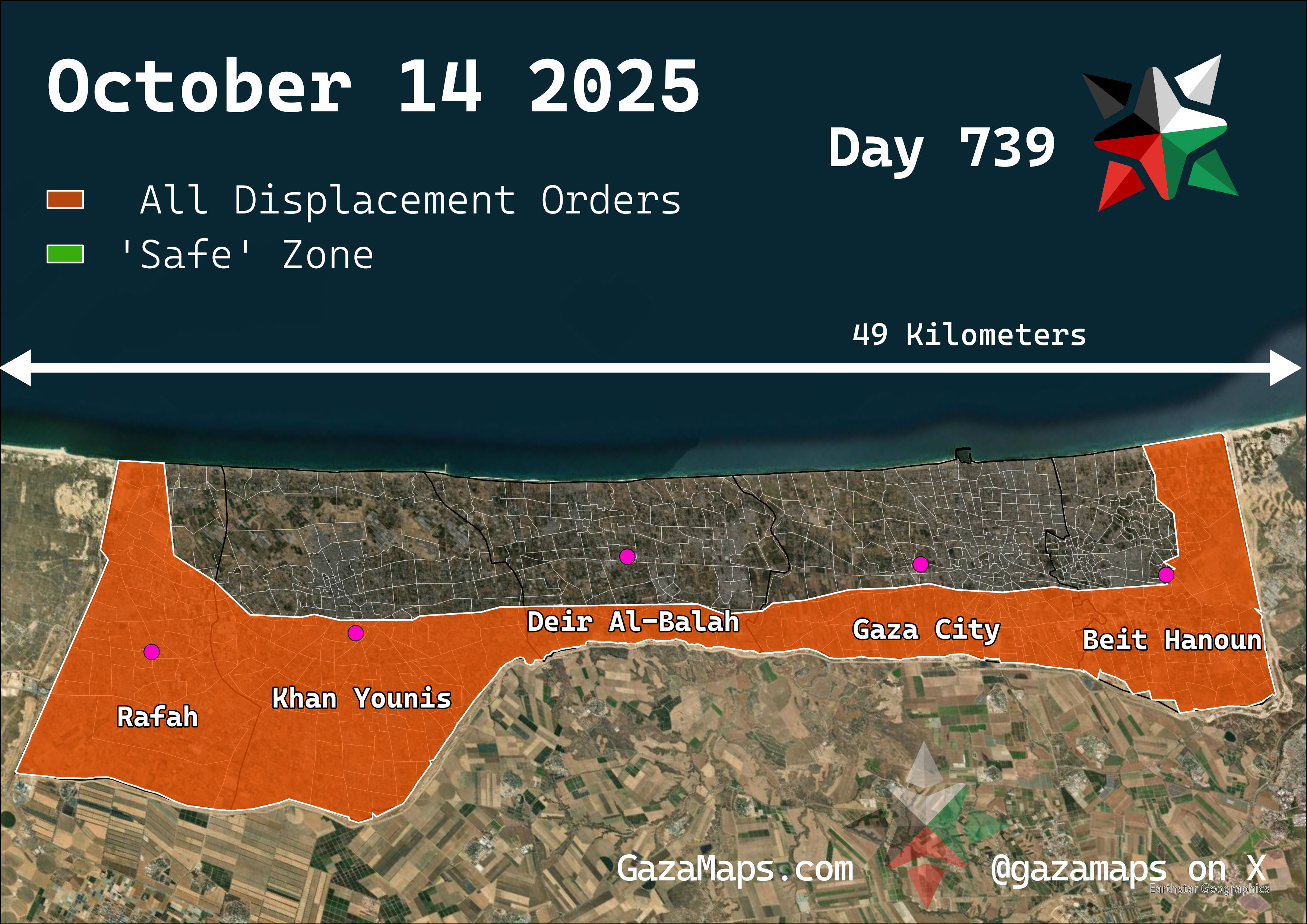 GazaMaps original map, based on IDF displacement order from 14 October 2025