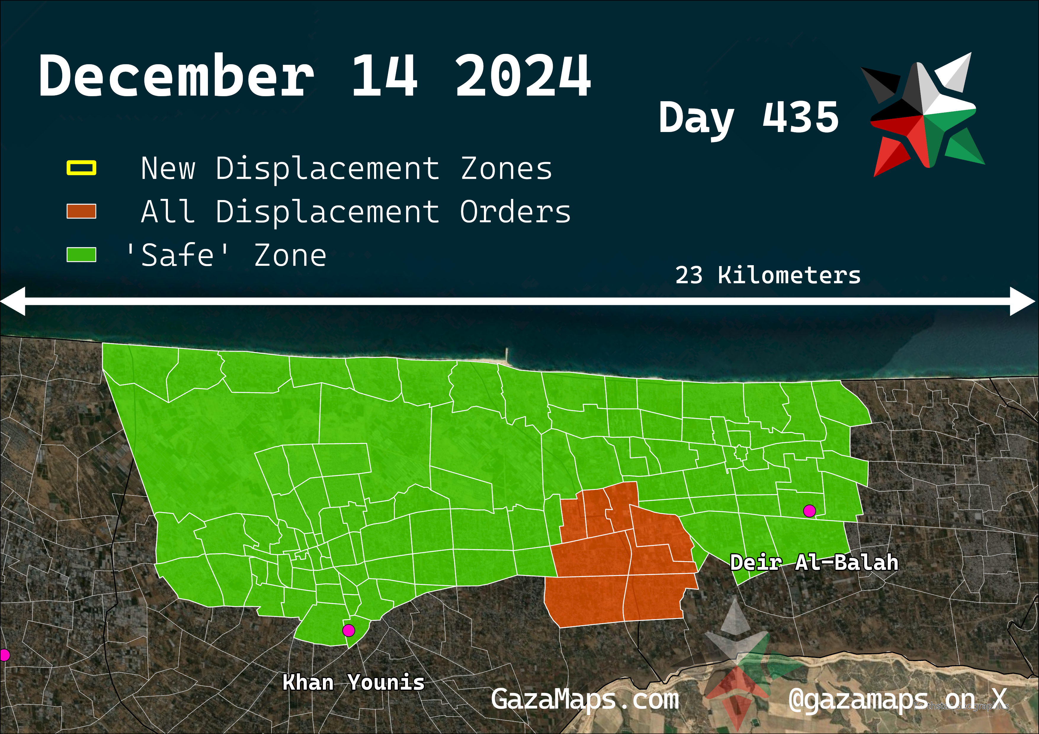 GazaMaps original map, based on IDF displacement order from 14 December 2024