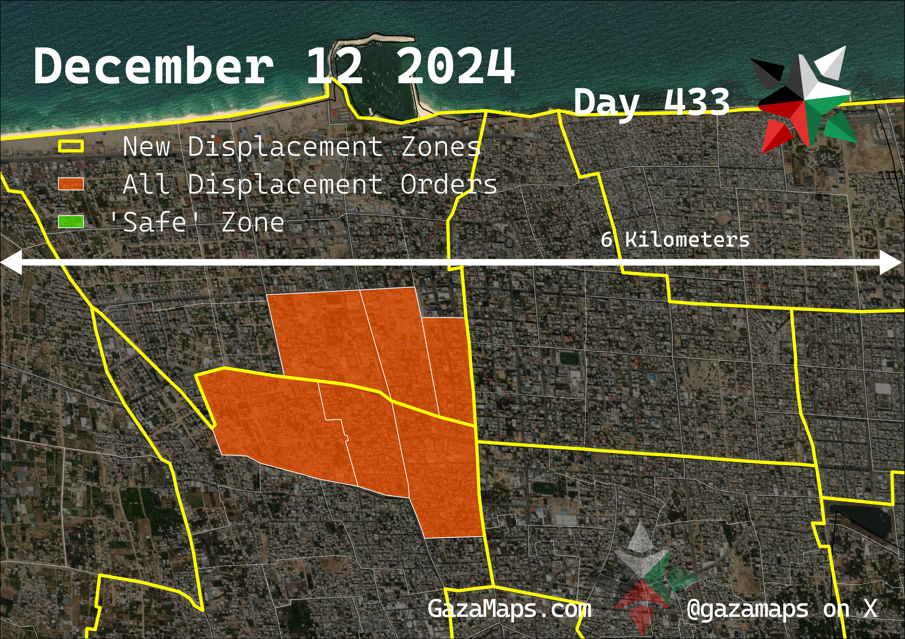 GazaMaps original map, based on IDF displacement order from 12 December 2024
