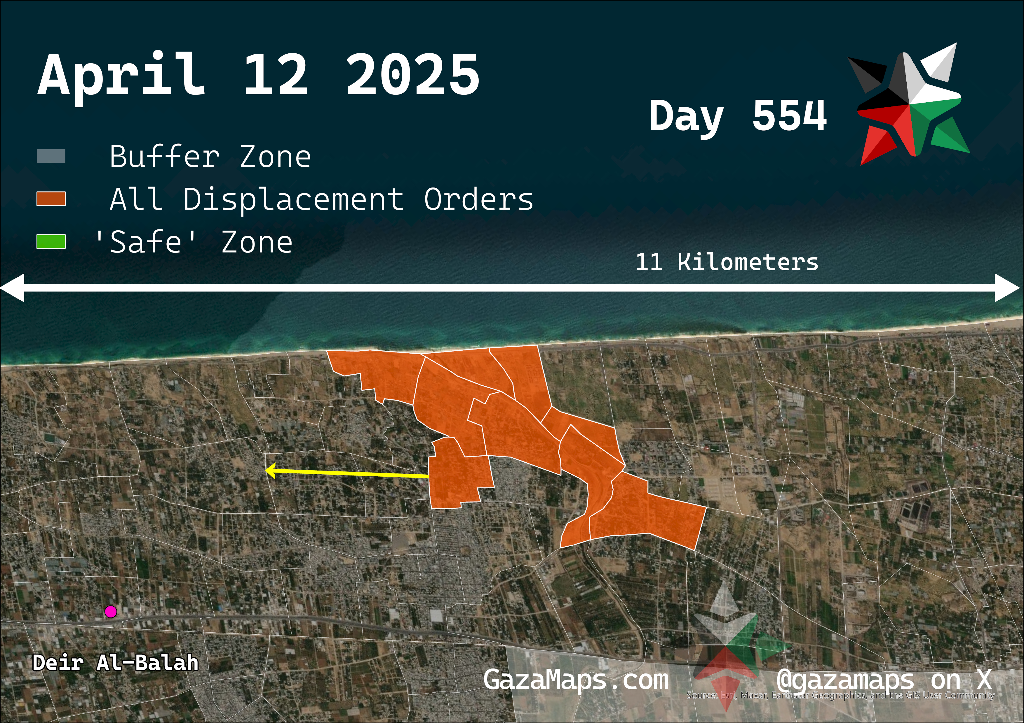 GazaMaps original map, based on IDF displacement order from 12 April 2025