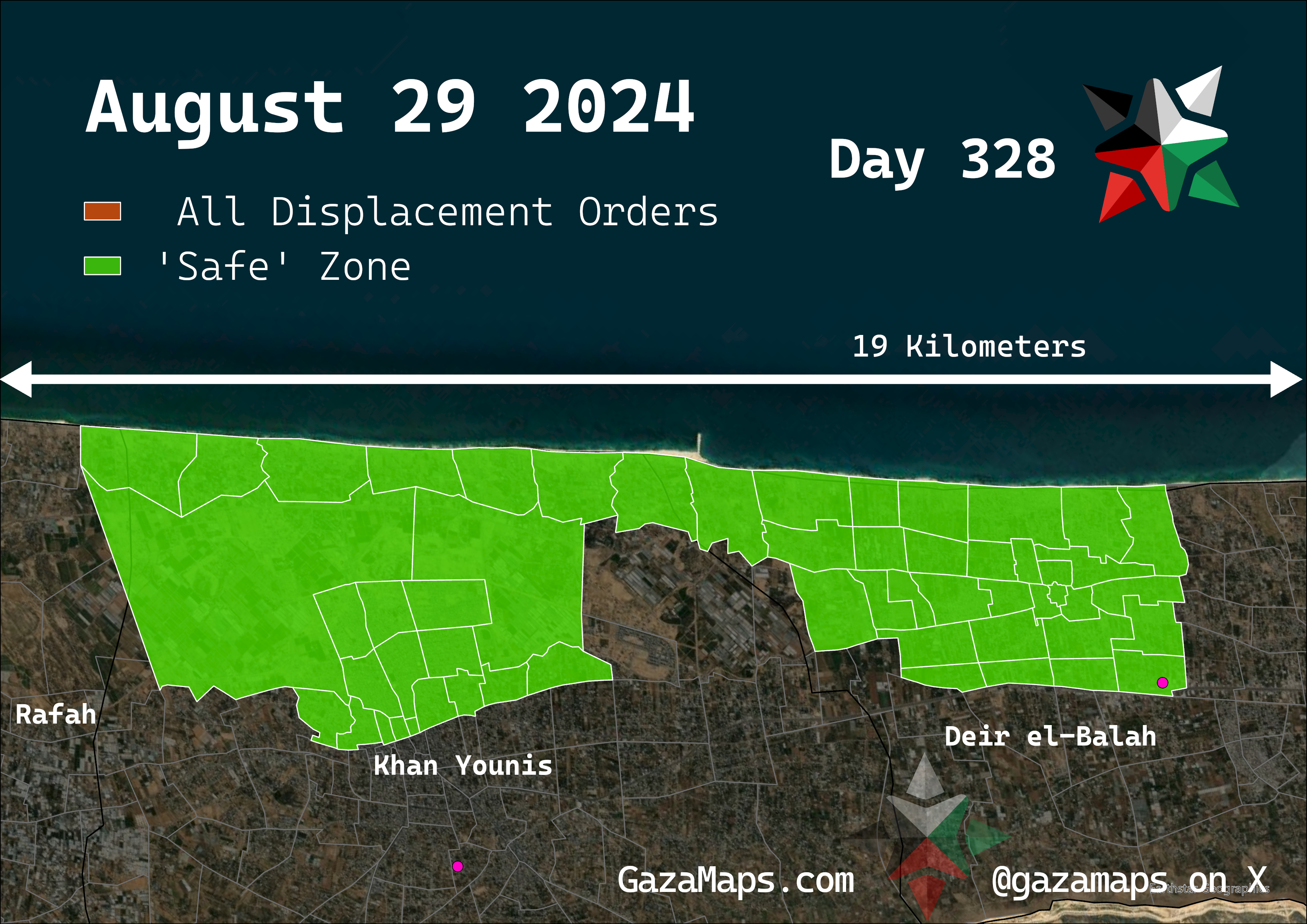GazaMaps original map, based on IDF displacement order from 29 August 2024